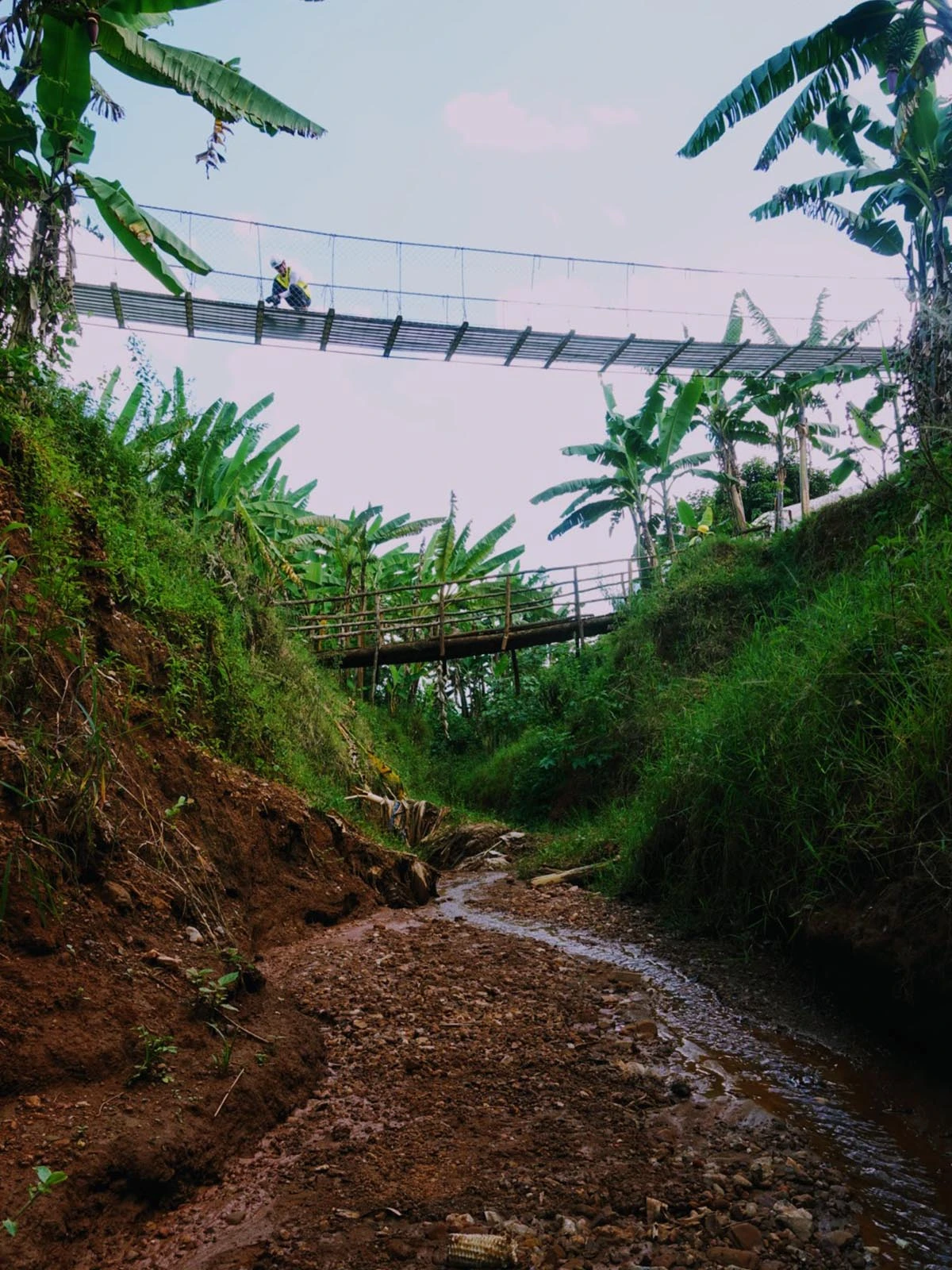 partially completed rwanda foot bridge